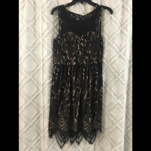 Black lace with tan underlay dress